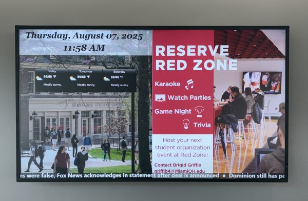 A digital signage add for residence hall housing.