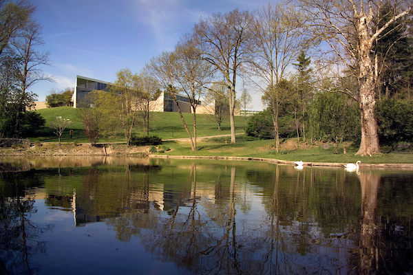 View of the Art Museum from across the pond on Western Campus