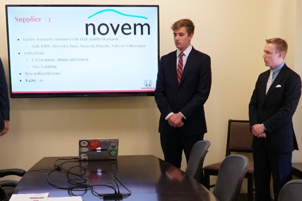 Students presenting in a Management class.