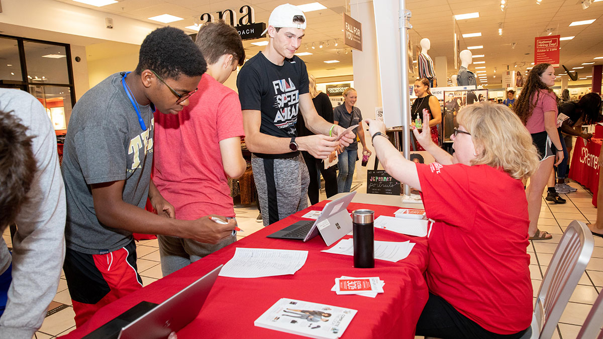 students shopping at the suit-up event at JCPenney's