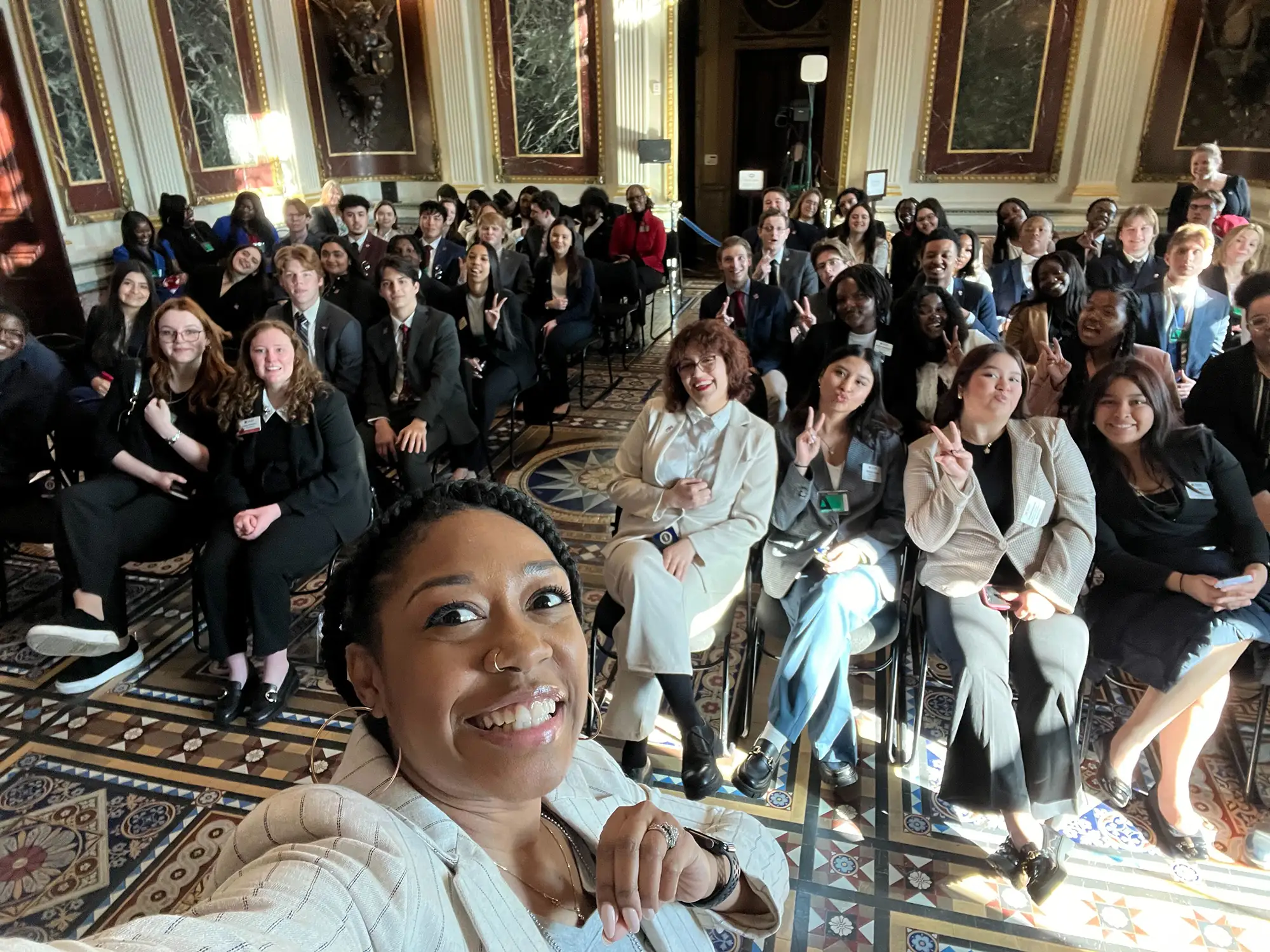 Career Academy participants pose for a selfie during their trip to Washington, D.C.