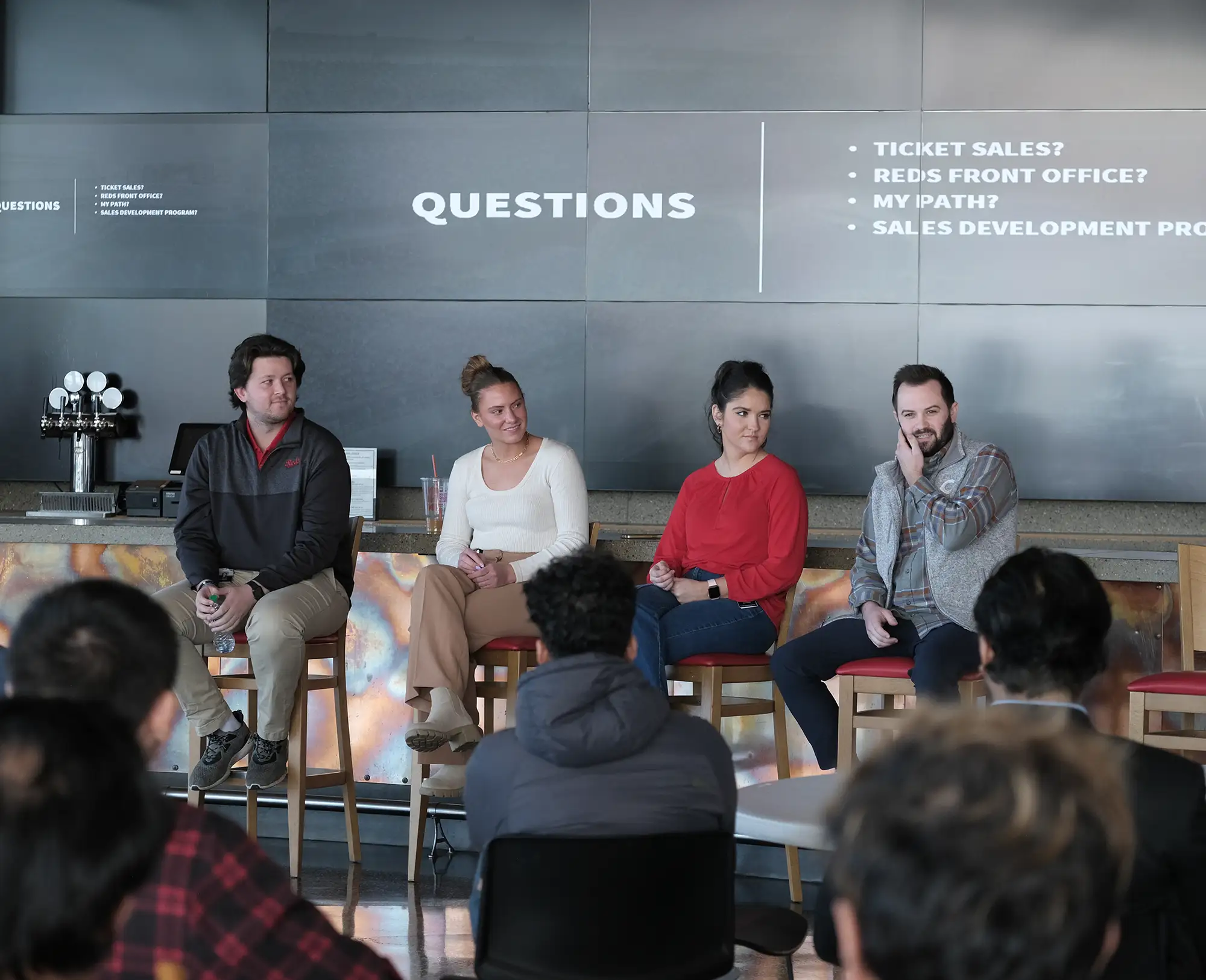 A panel of professionals at Cincinnati Reds sharing their experiences