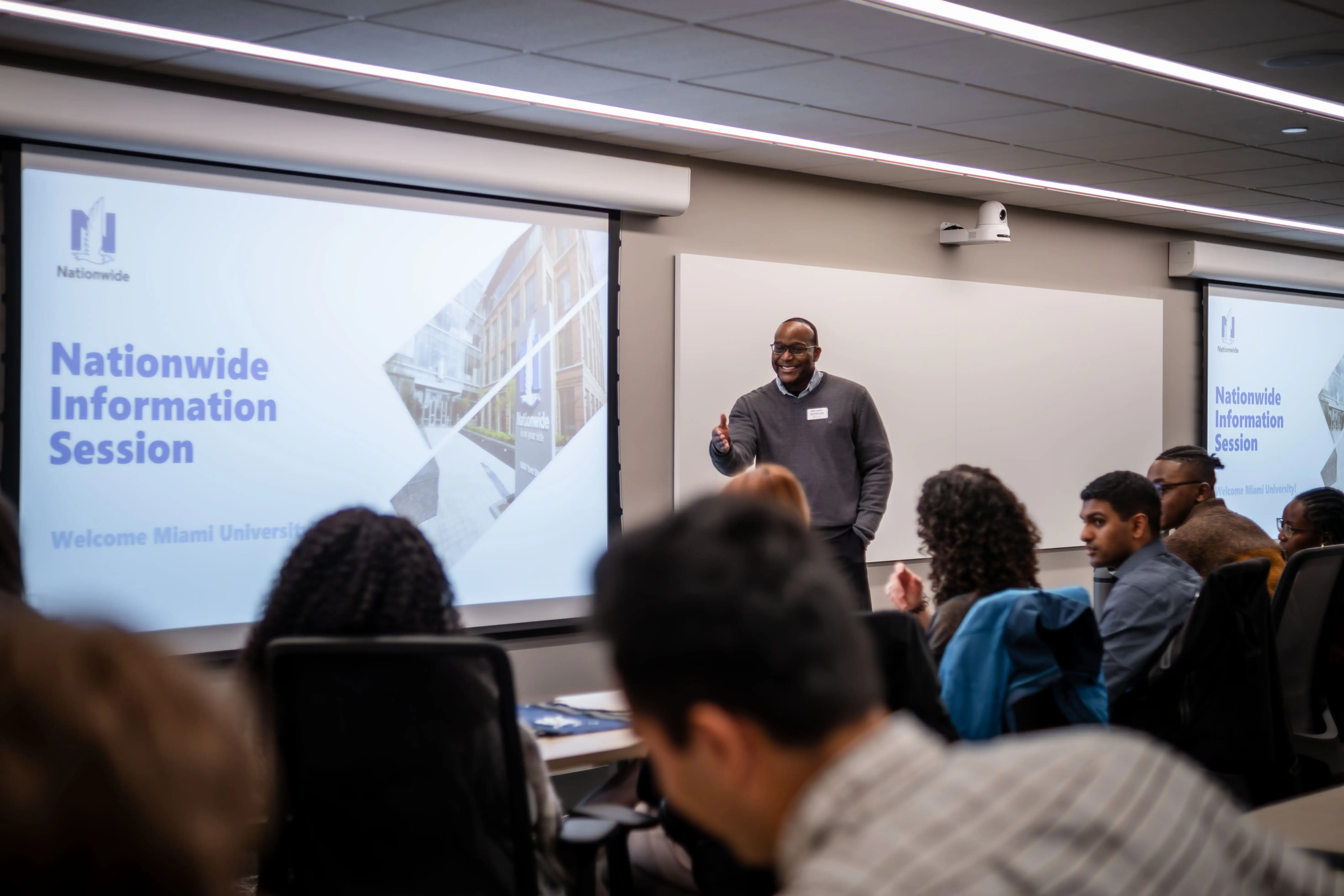 Photo of a presentation by a Nationwide representative