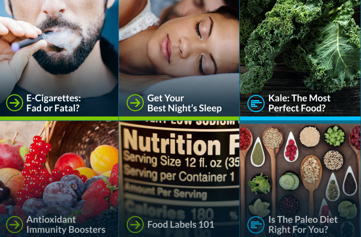 Edlogics screenshot with hot-topic health related articles