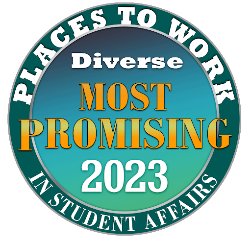 Badge that reads DIverse Most Promises places to work in student affairs 2023.