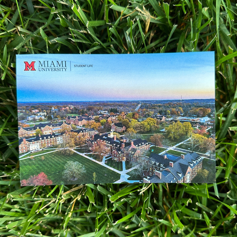 A postcard with the miami campus pictured.