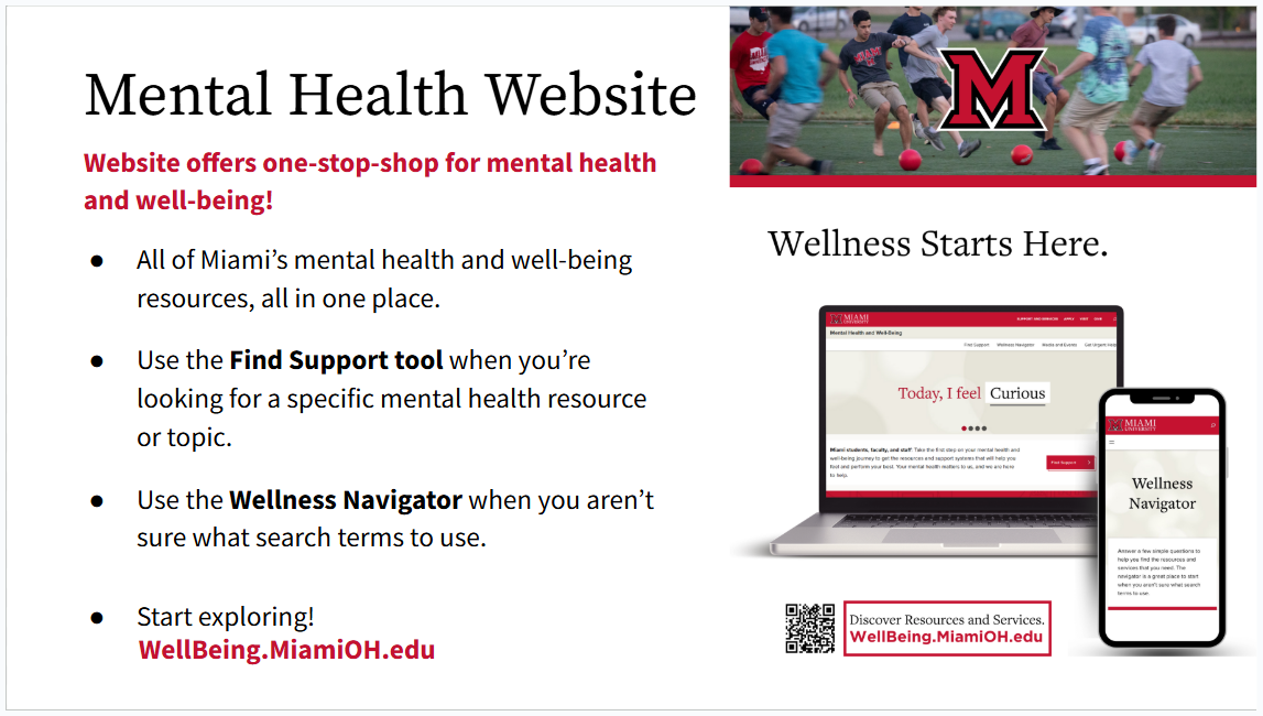 sample slide promoting the mental health and well-being website.