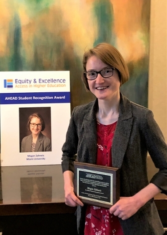 Megan Zahneis with her AHEAD award.