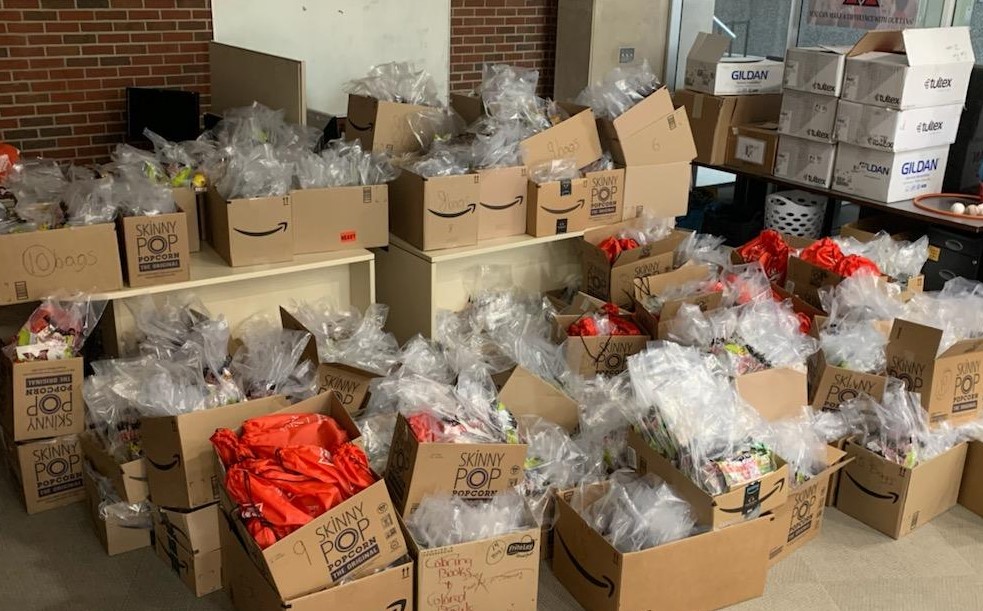 boxes of finished care packages