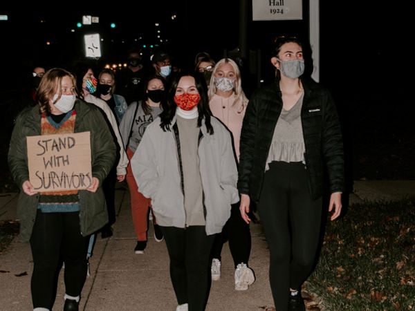 Sexual Assault Survivor Support at their Domestic Violence Awareness Walk with other students