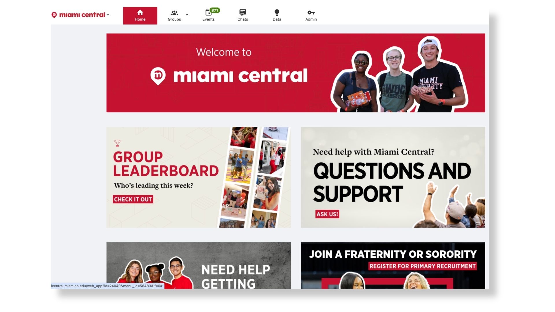Homescreen of Miami Central; 