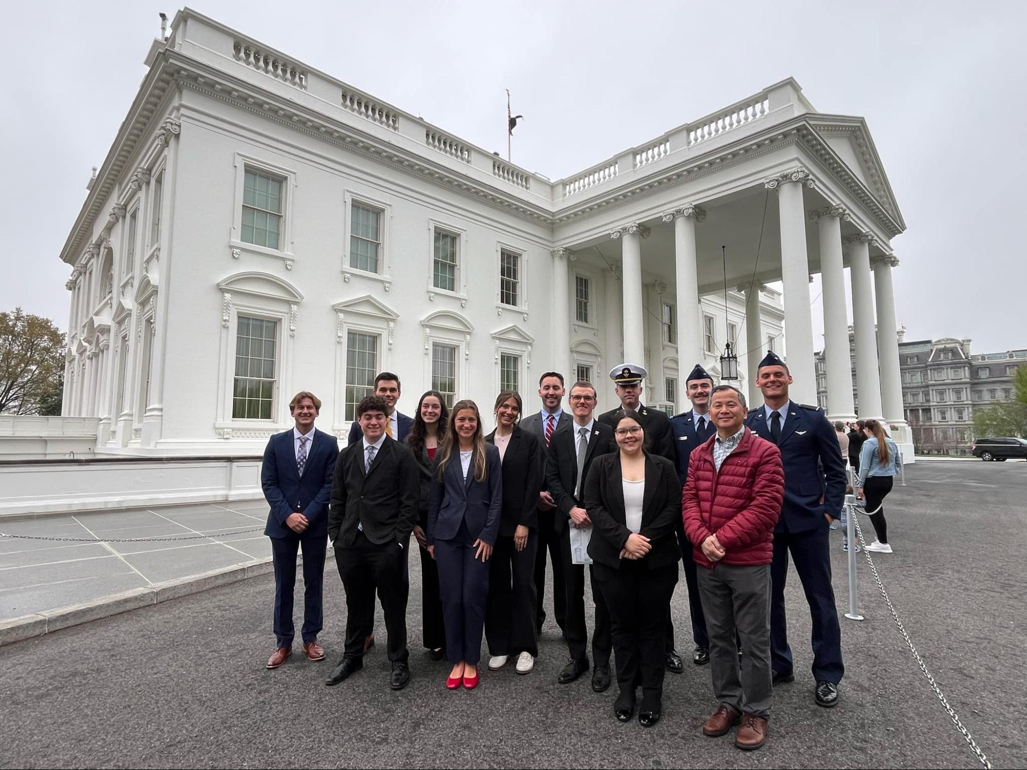 Group of students in front of historical building