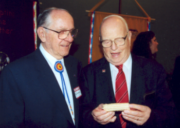 Former Chief Floyd Leonard with former Miami president Philip Shriver