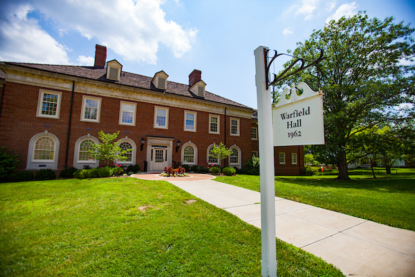 The exterior of Warfield Hall.