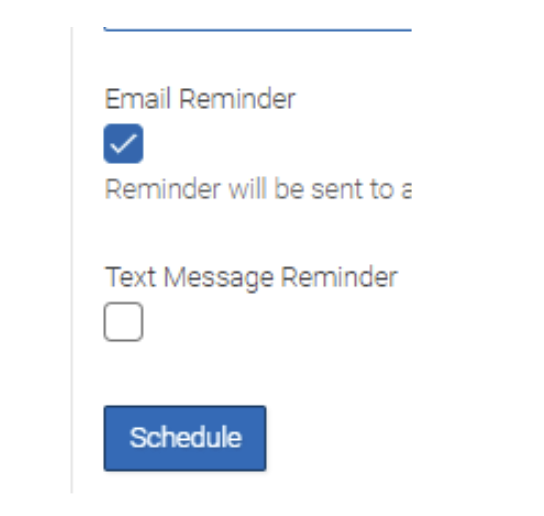 The final schedule button in Navigate Student, where you can also set up email or text reminders.