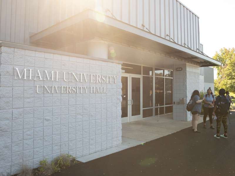 Exterior of University Hall, home of Miami's Nursing Department on the Hamilton Campus. 