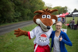 Student with the Fox Comic Books mascot