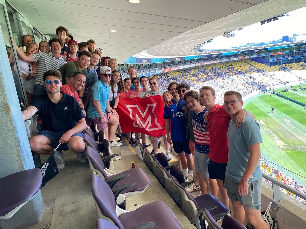 group of SLAM students at stadium