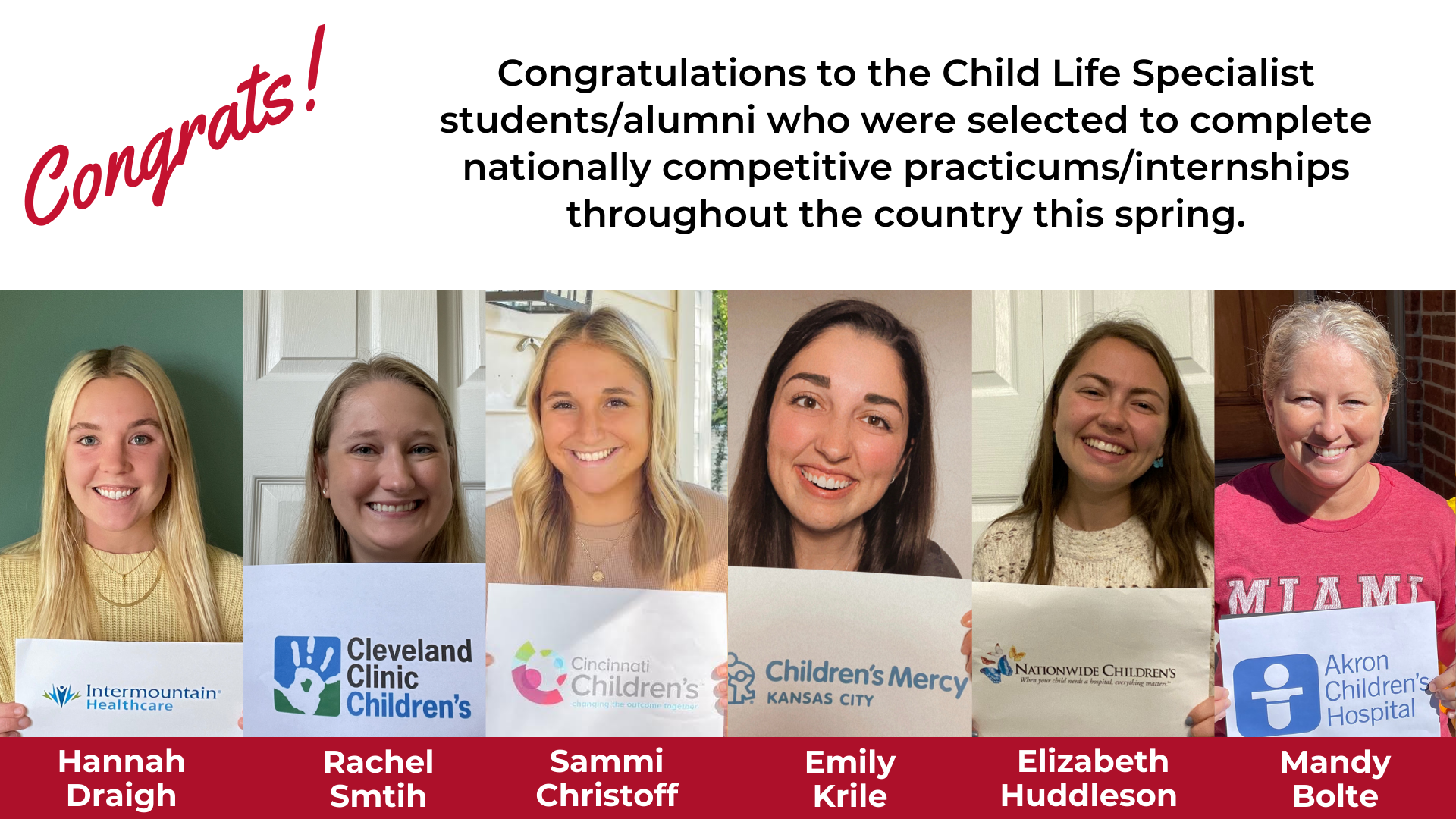Child life internships