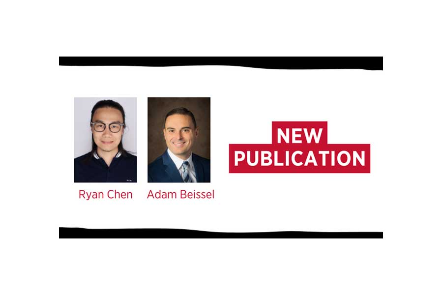 headshots of Ryan Chen and Adam Beissel next to the words New Publication