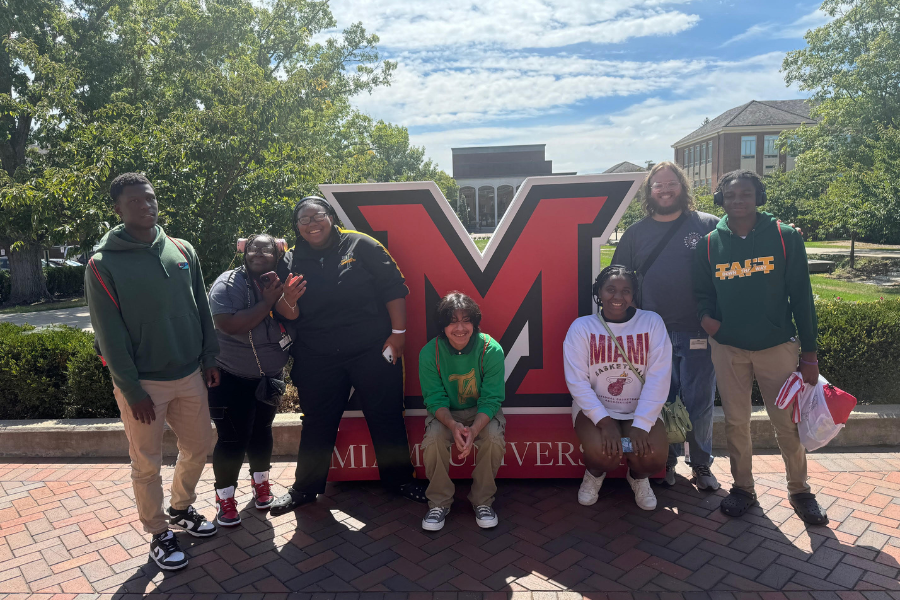 Students Pose with the Beveled M