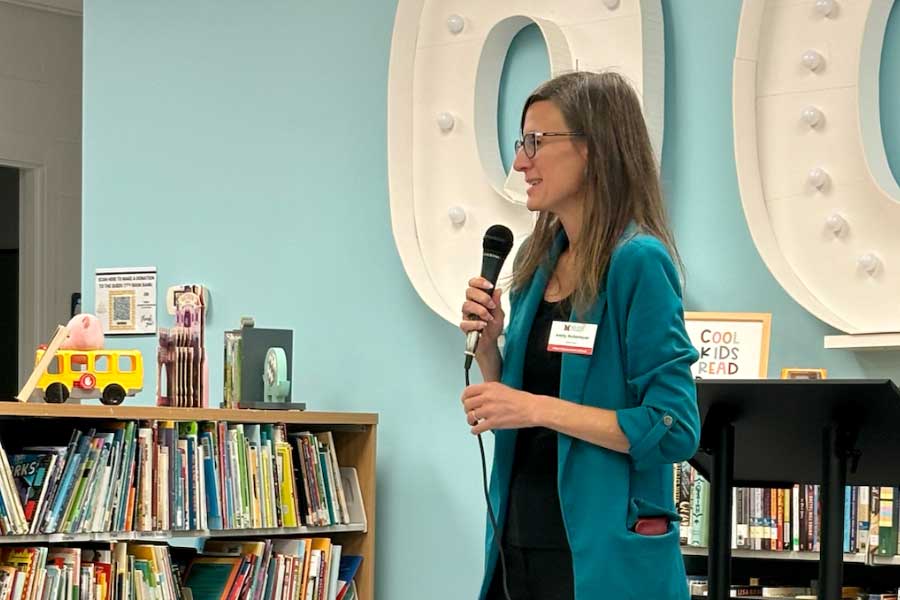 Dean Amity Noltemeyer speaking to an audience