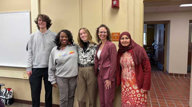 A few of the student attendees along with guest speaker and author Sarah Stitzlein