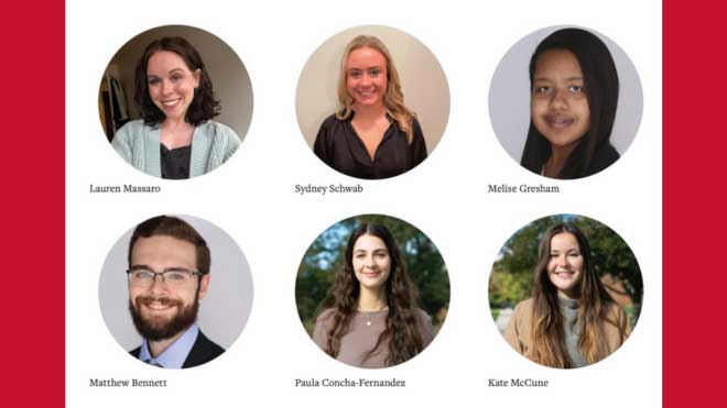 Lauren Massaro, Sydney Schwab, Melise Gresham, Matthew Bennett, Paula Concha-Fernandez, and Kate McCune