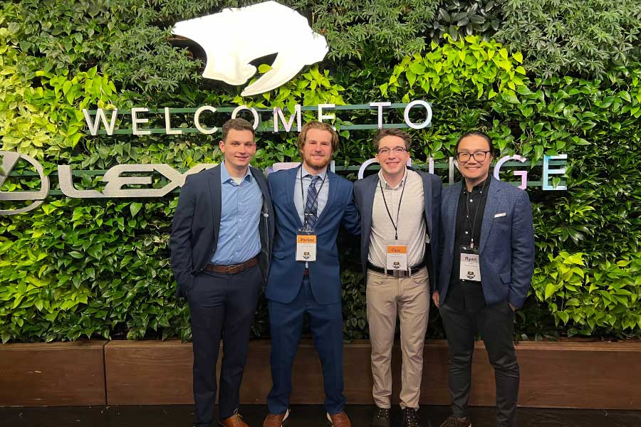 Joey Endres, Parker Kuchulan, Gus Weyand, and Professor Ryan Chen