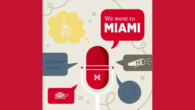 Microphone with Miami icons and “We went to Miami” text.