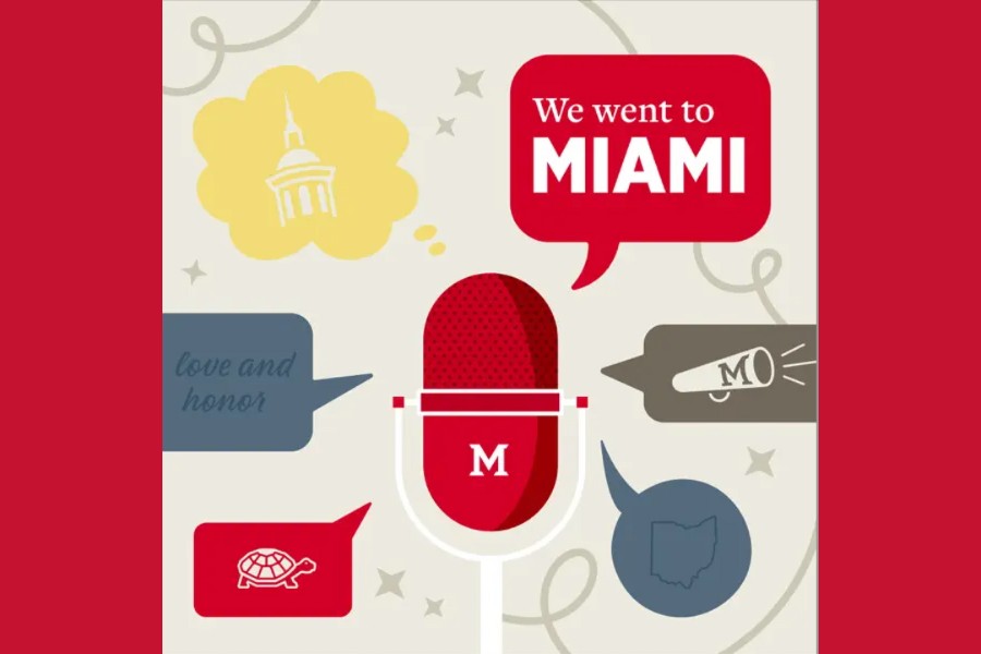 Microphone with Miami icons and “We went to Miami” text. 