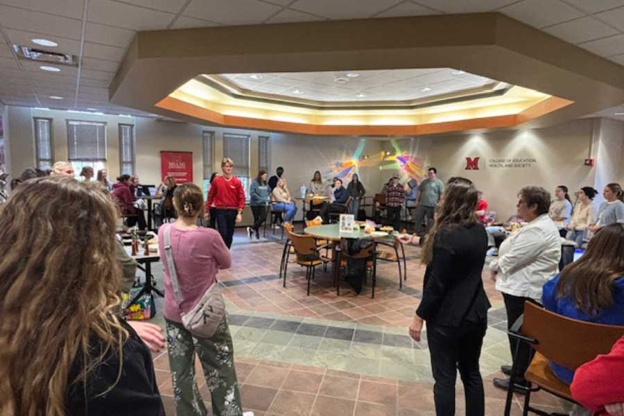 Dietetics, nutrition, and middle childhood education students gather in McGuffey for a Lunch and Learn event in McGuffey.