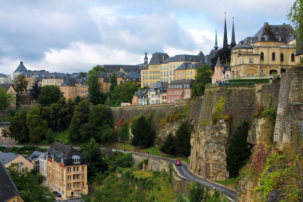 Landscape photograph of buildings on a hillside in Luxembourg.