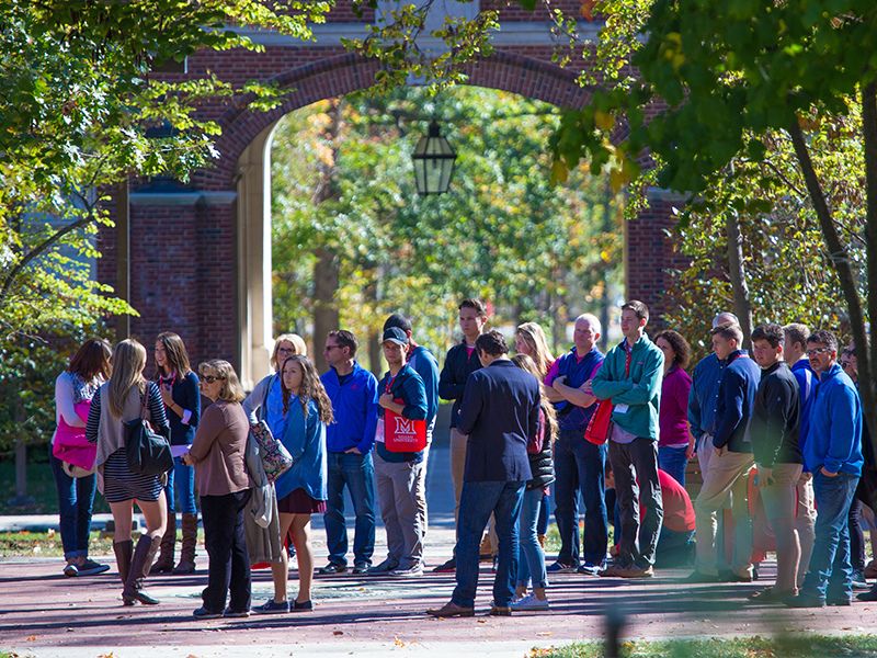 students and parents on a campus tour