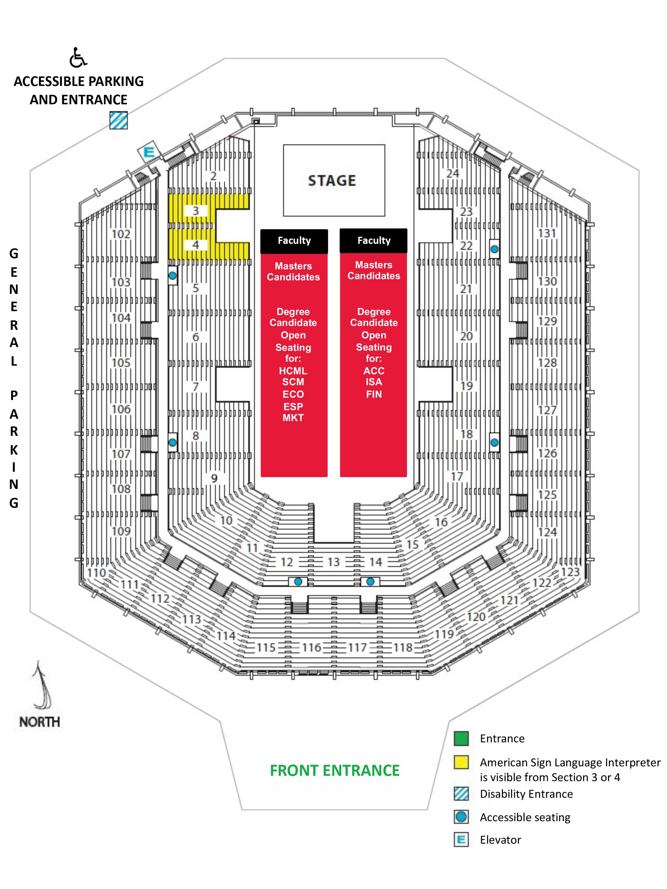 Seating chart for Millett Hall