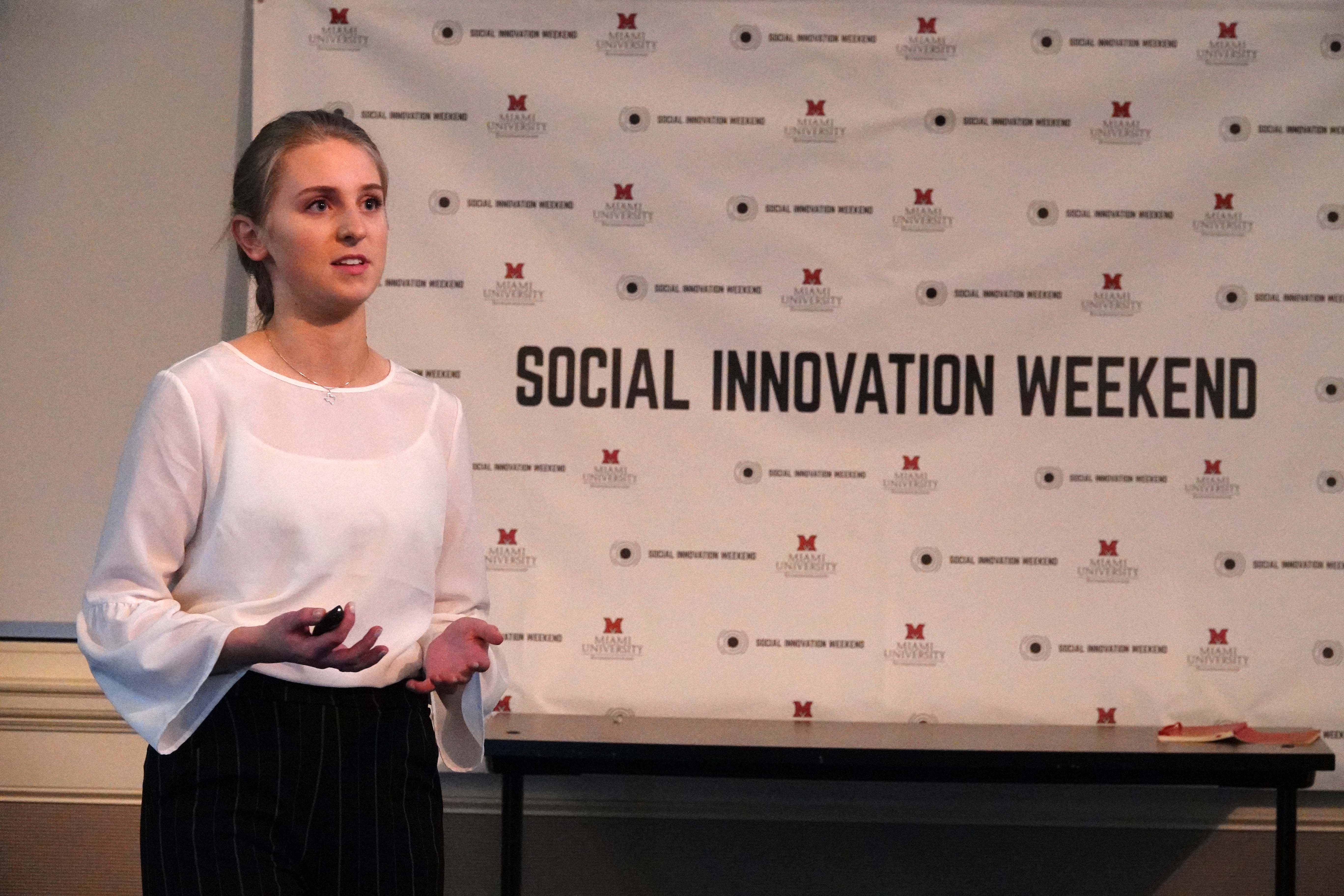Student presenting at Social Innovation Weekend