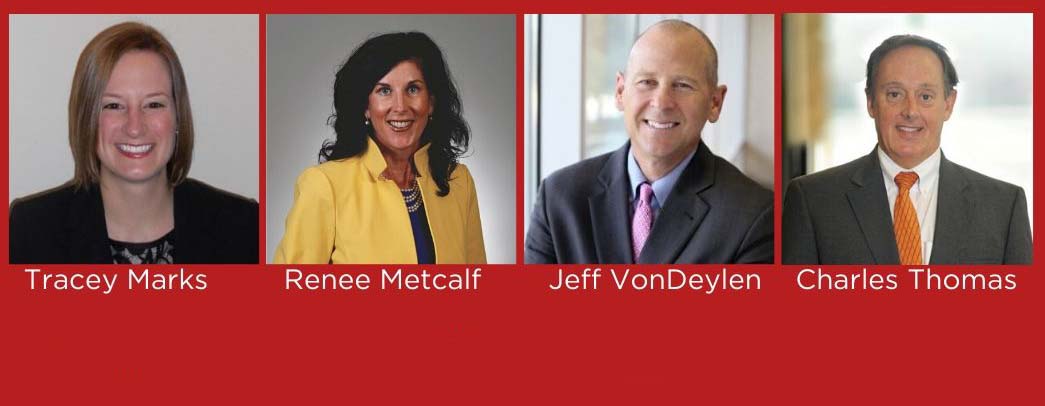 Group of speaker headshots -- Tracey Marks, Renee Metcalf, Jeff VonDreyden, Charles Thomas