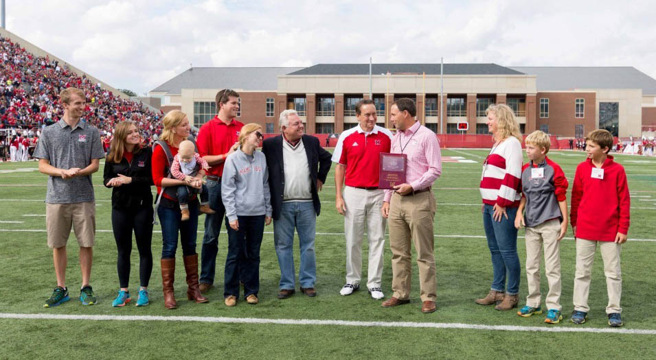 David Shrider at Yager Stadium to get his volunteer award