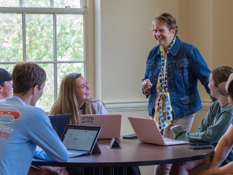 professor Anne Farrell teaching in classroom