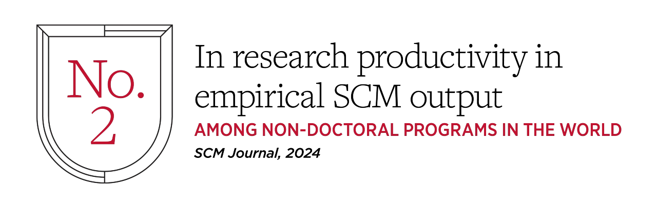 number 2 in research productivity in empirical scm output among non-doctoral programs in the world bade