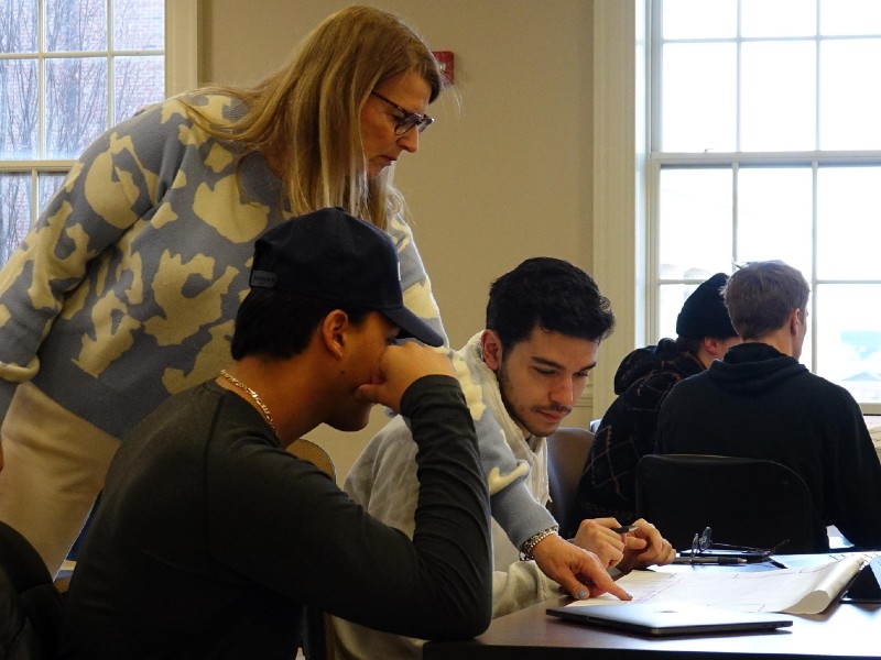 marketing professor in classroom with students