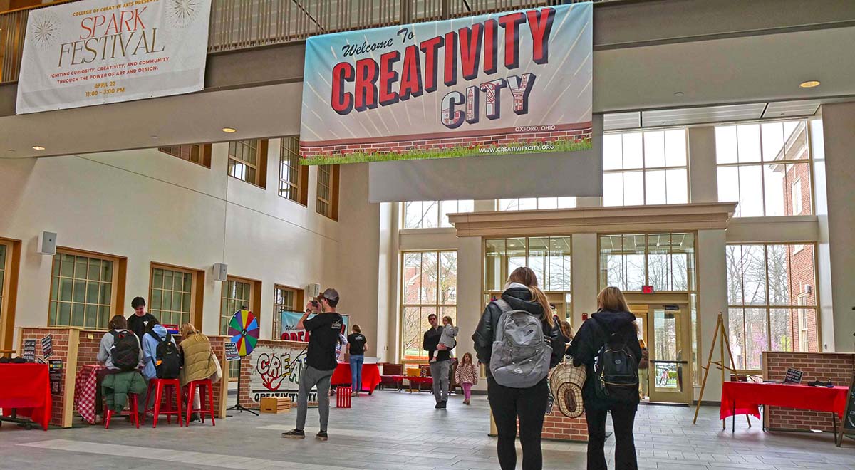 Wide shot of Creativity City in Armstrong atrium