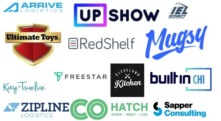 Varius company logos from alumni founded and led companies 