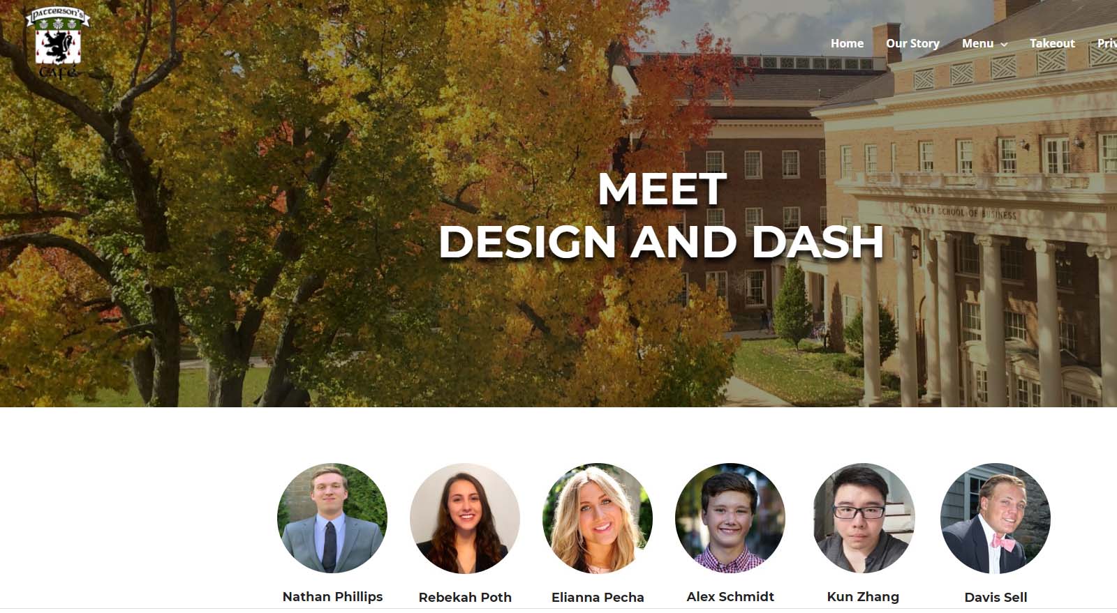 Meet Design and Dash website screenshot featuring the team members 