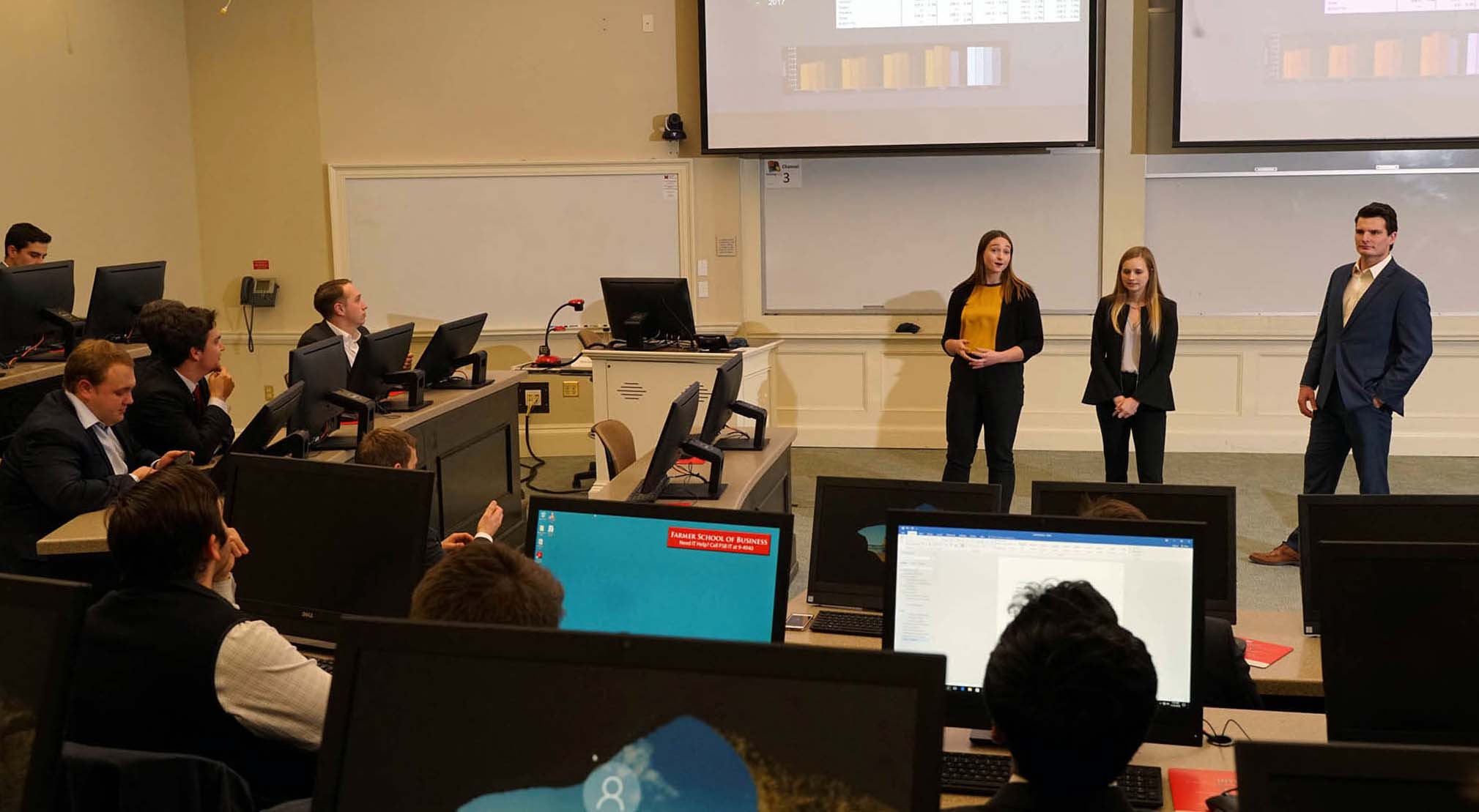 Students presenting in class