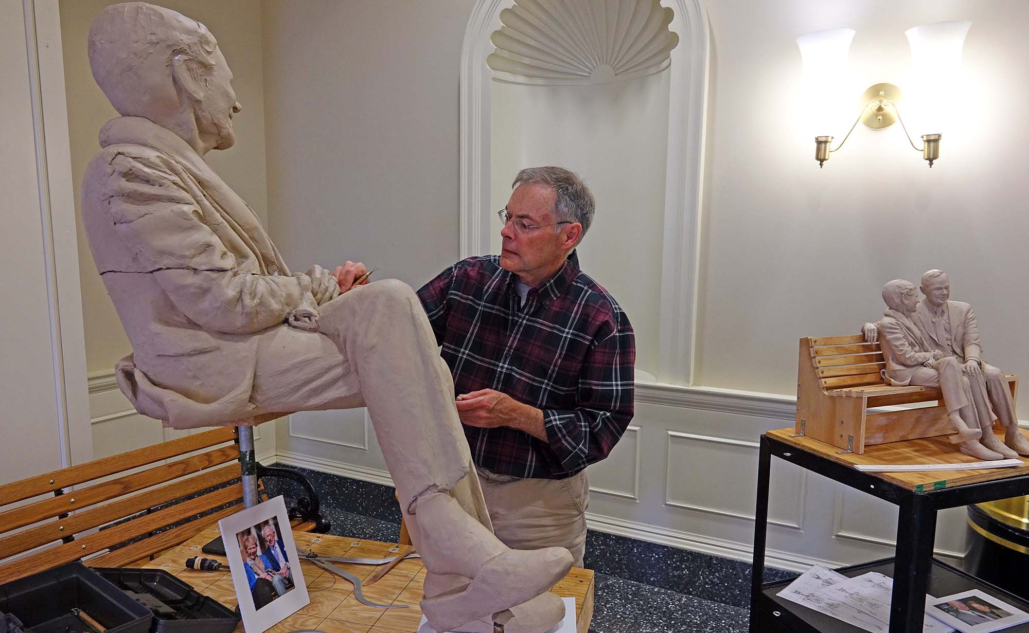 Tizzano working on sculpture