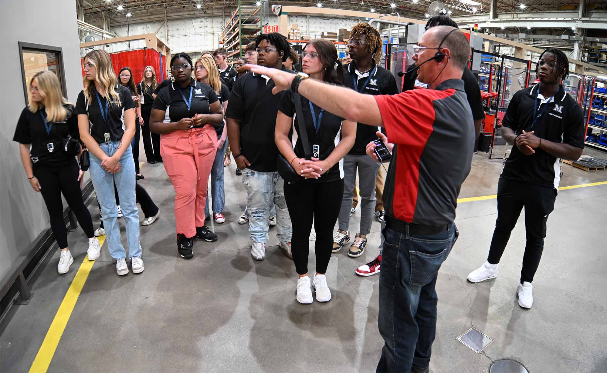 Students at the Henny Penny manufacturing plant in Eaton