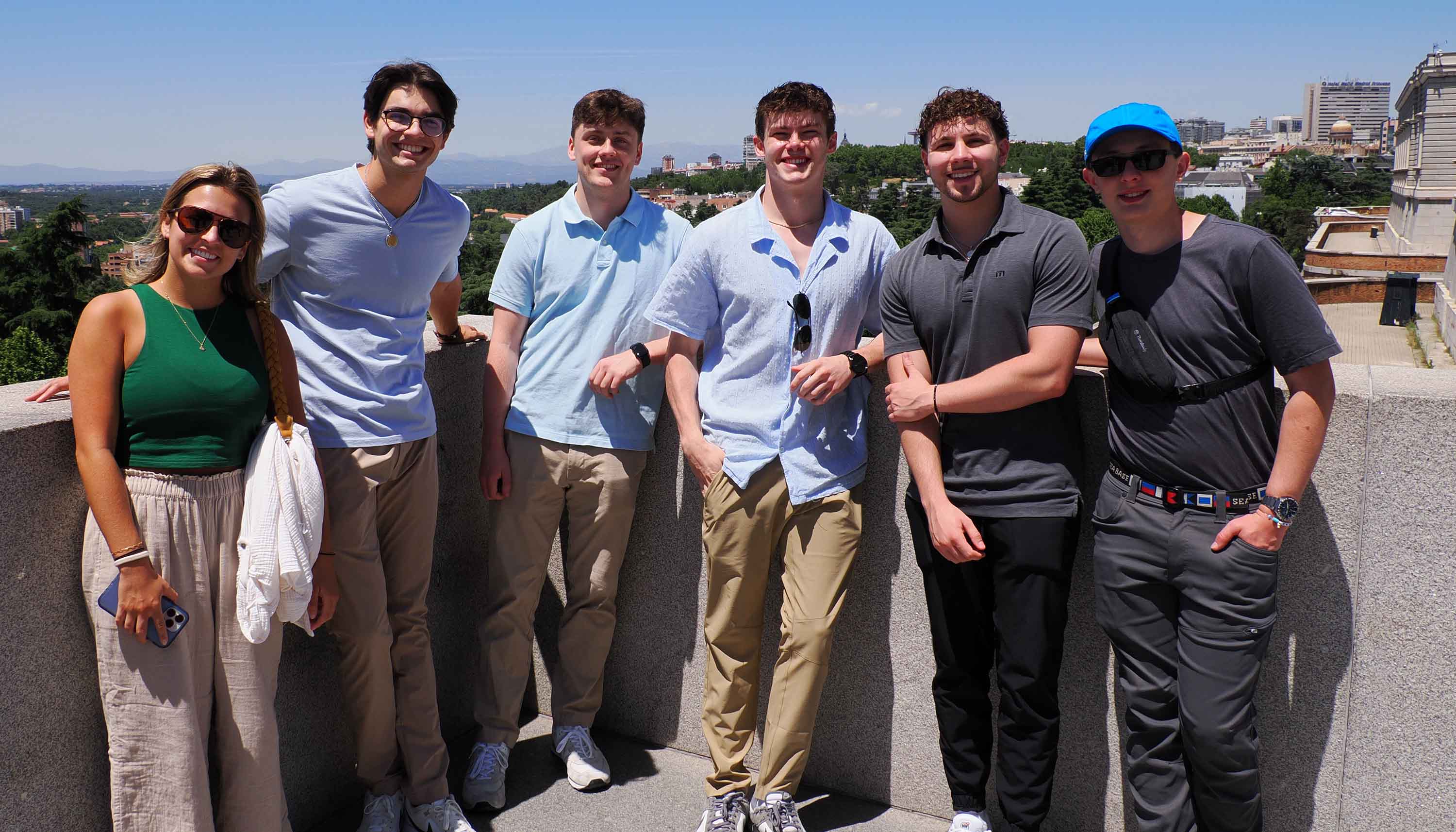 Students pose at a Madrid overlook