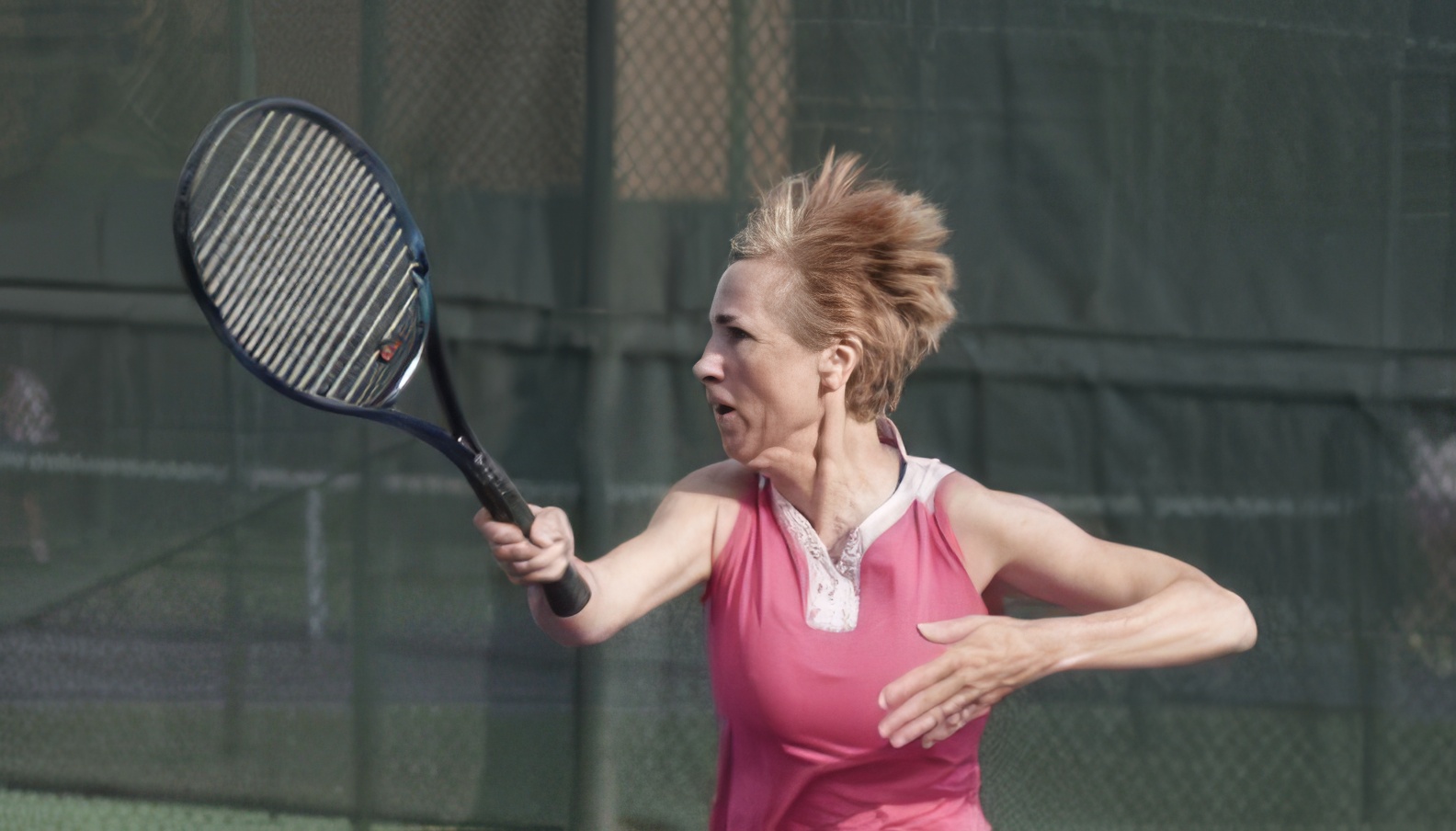Oakenfull playing tennis recently