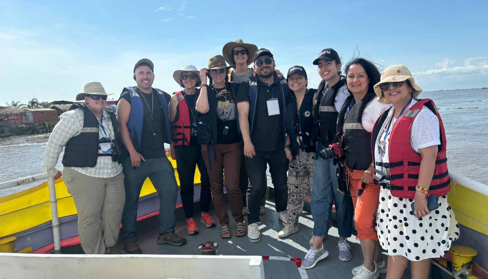 Group in boat on Amazon River